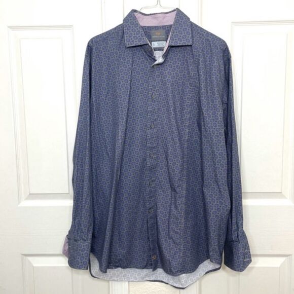 Thomas Dean Button Down Shirt Long sleeve Retro 70’s Funky Pattern size XL - Picture 12 of 12